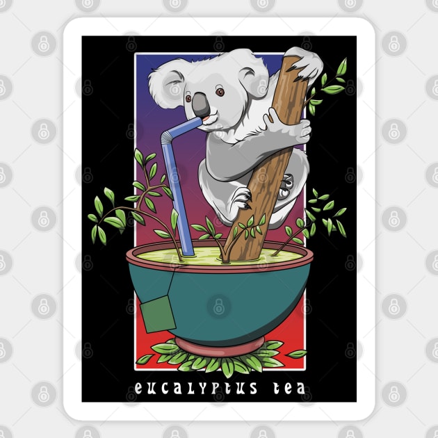 Koala Drinking Eucalyptus Tea Sticker by TMBTM